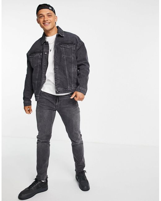 black oversized jeans jacket