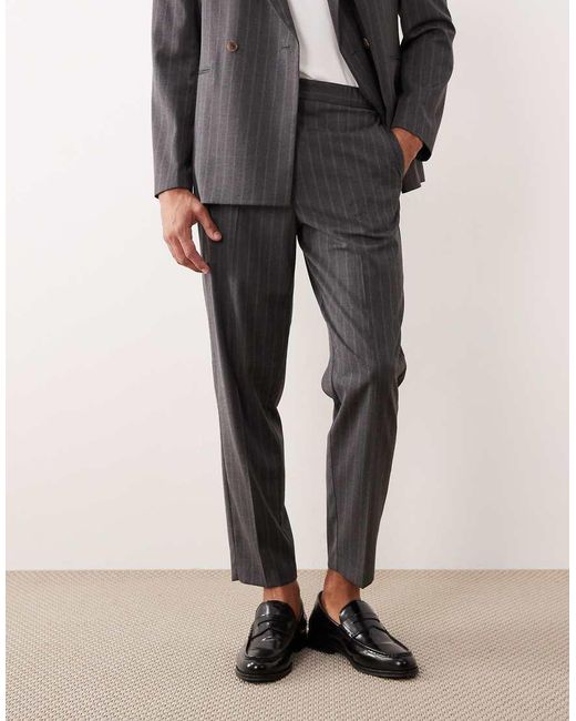Pantalones De Traje De Corte Tapered Holgado Con Raya Diplomática De ASOS de hombre de color Gray