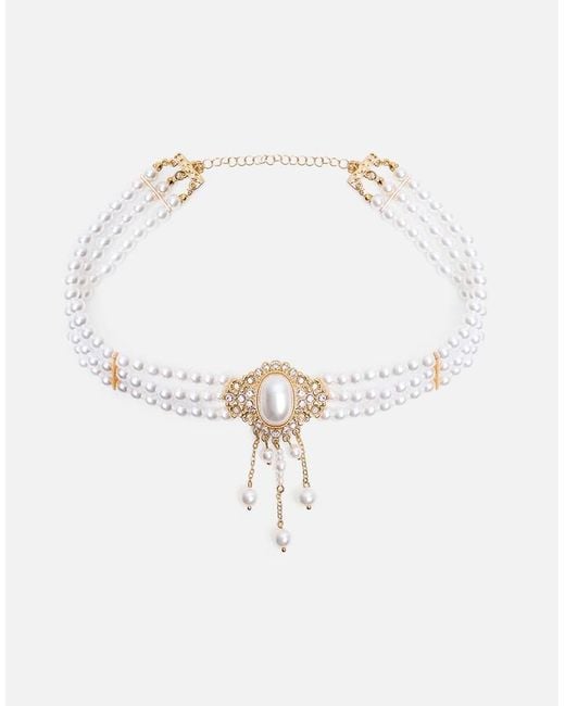 Public Desire White Pearl Choker With Diamante Detail