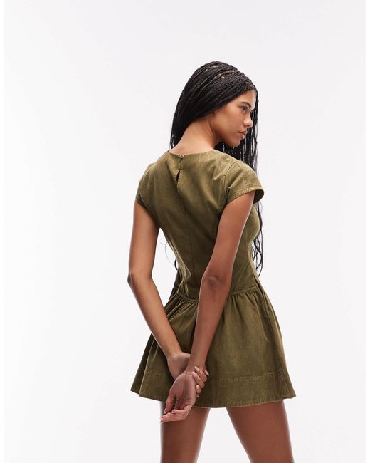 ASOS Corset Inspired Sleeveless Mini Dress in Green | Lyst