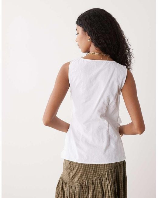 Collusion White Nylon Keyhole Channel Top