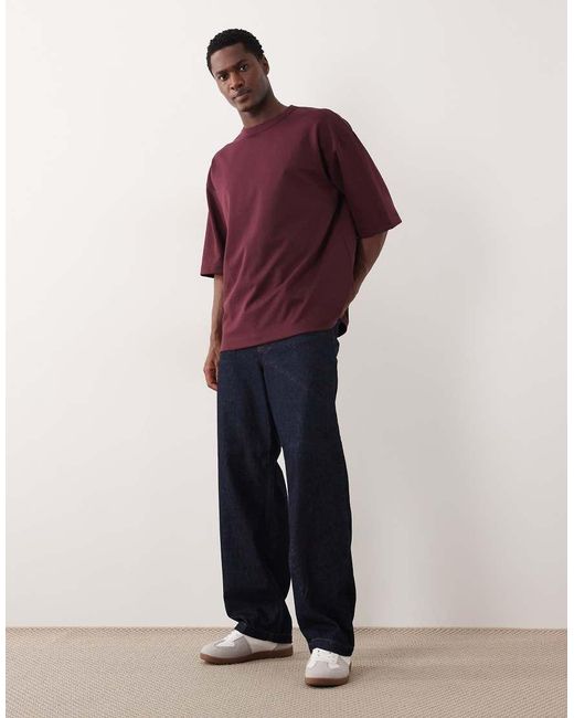 ASOS Purple Breathemax Heavyweight Oversized Half Sleeve T-Shirt for men