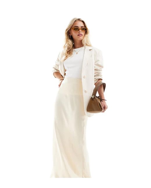Stradivarius White Petite Satin Maxi Skirt