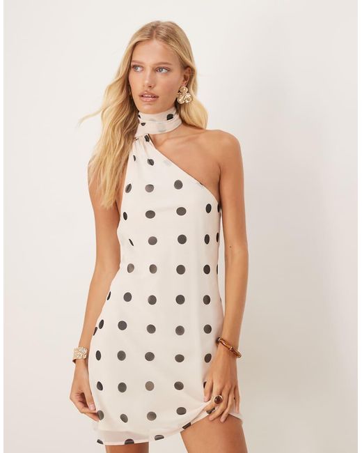ASOS White Chiffon Scarf Neck Mini Dress