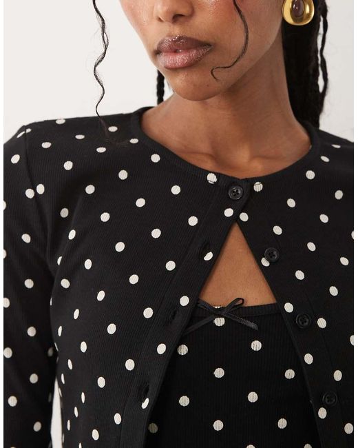 Miss Selfridge Black Ribbed Cardigan And Cami Set
