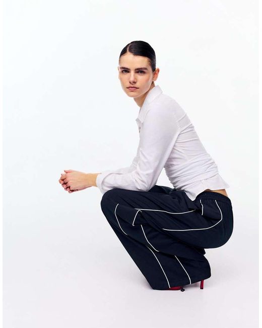 Pull&Bear White Contrast Tracksuit Trousers