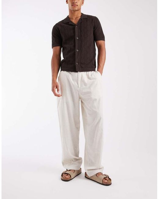 Jack & Jones White Smart Linen Mix Pants for men