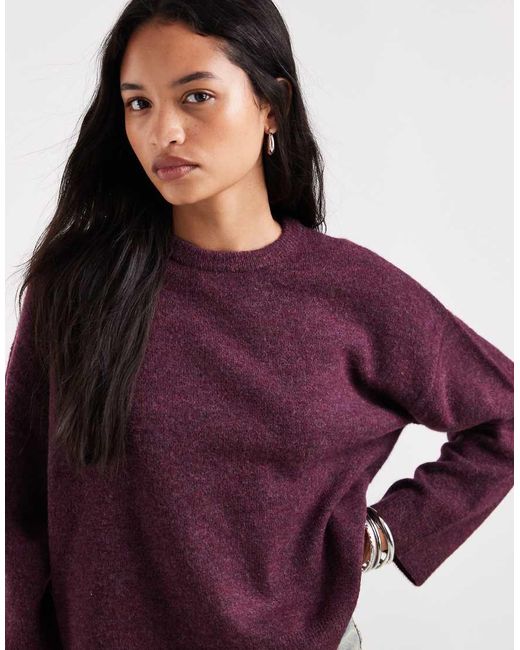ONLY Purple Relaxed Knitted Jumper