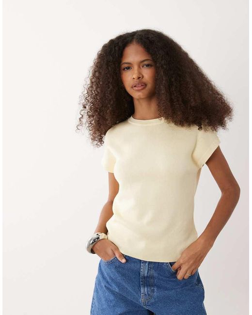 Mango Brown Knitted Short Sleeve Top