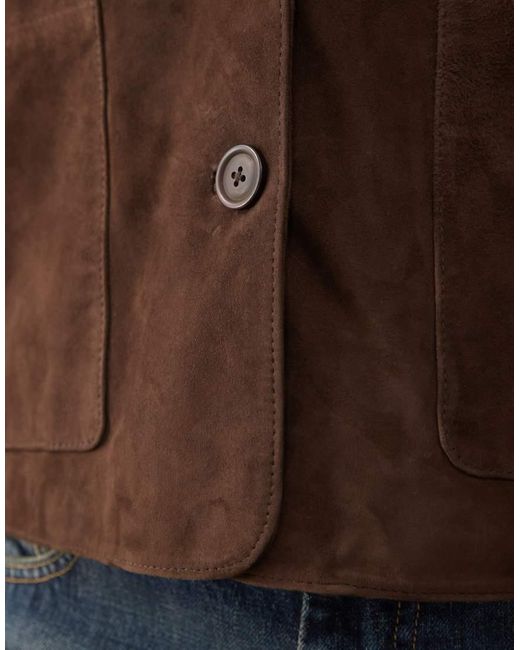 Barney's Originals Brown Real Suede Boxy Harrington