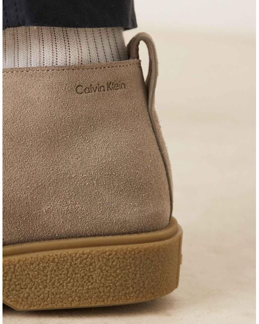 Calvin klein - bottines à lacets en daim - taupe Calvin Klein pour homme en coloris Black