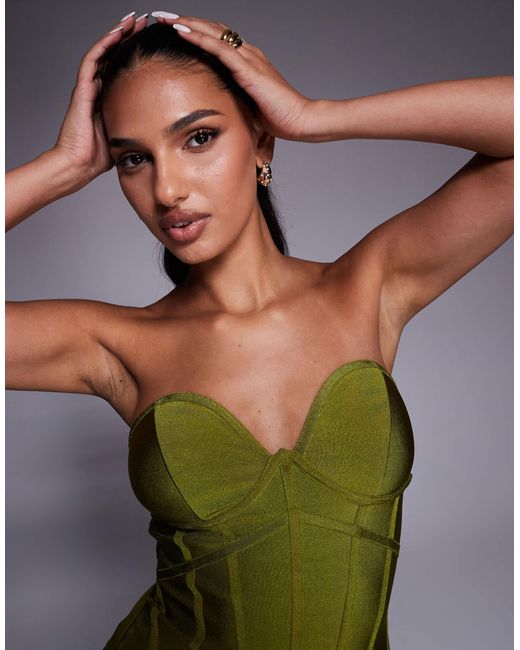 ASOS Green Bandage Bust Cup Strapless Corset Top