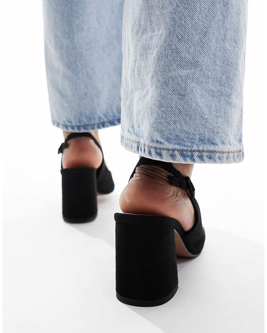 ASOS Blue Sutton Slingback Mid Block Heels
