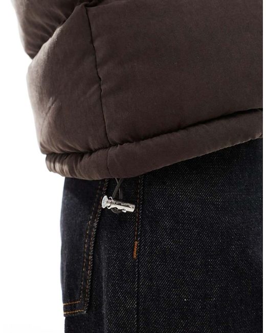 Brave Soul Black Short Puffer Jacket With Shearling Collar