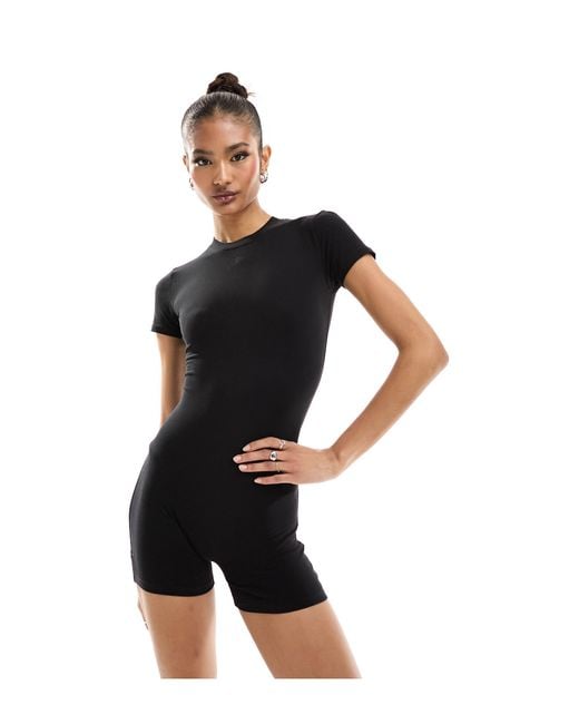 The Couture Club Black Short Sleeve Fitted Playsuit