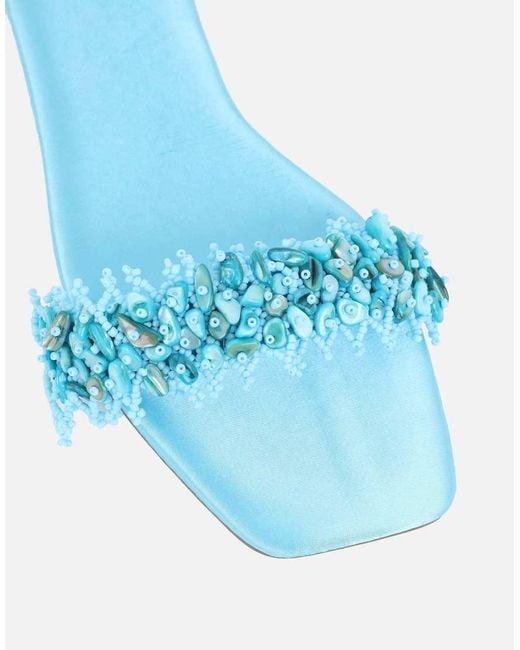 SIMMI Blue Hatty Slip On Flat Sandals