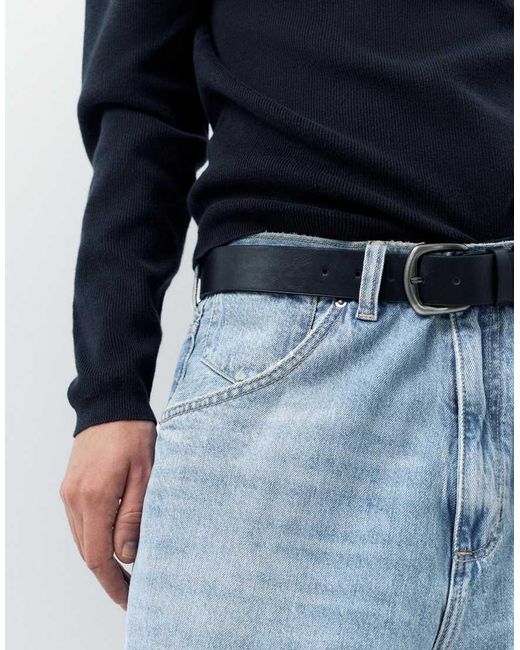 Pull&Bear Blue Embroidered Super Baggy Jeans for men