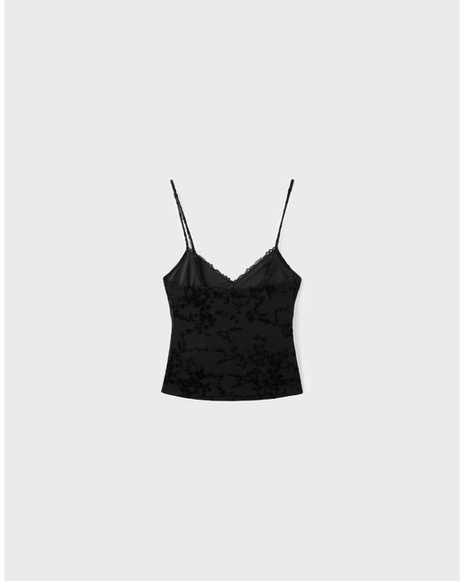 Stradivarius White Felted Lace Fitted Top