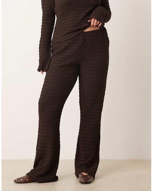 ASOS Brown Asos Design Curve Co-ord High Waist Textured Flare Trouser