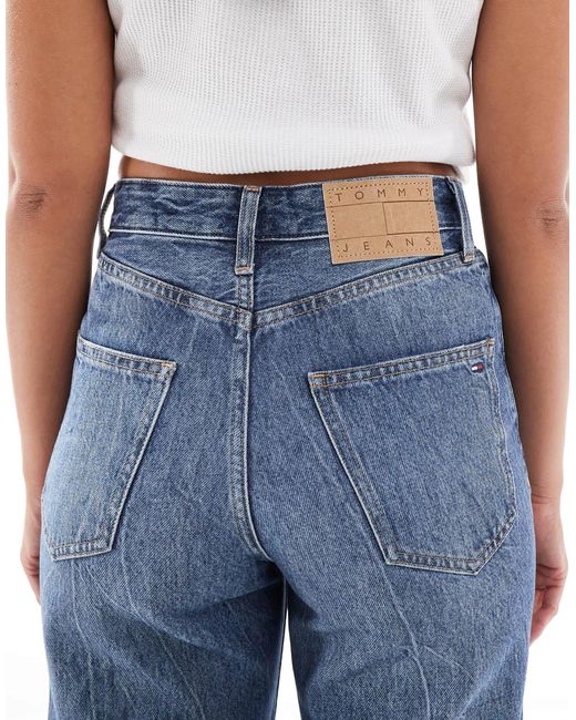 Layla - jean droit slim à taille haute et imprimé fleurs - délavage foncé Tommy Hilfiger en coloris Blue