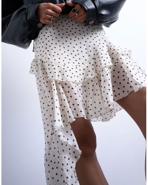 TOPSHOP White Frill Detail Midi Skirt