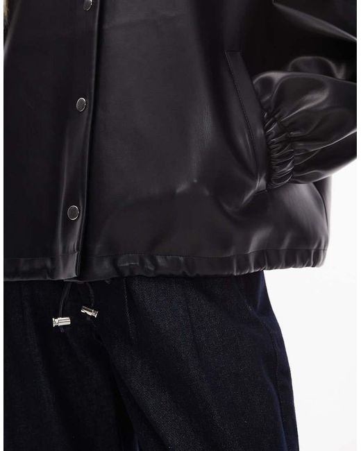 ASOS Black Faux Leather Funnel Neck Jacket
