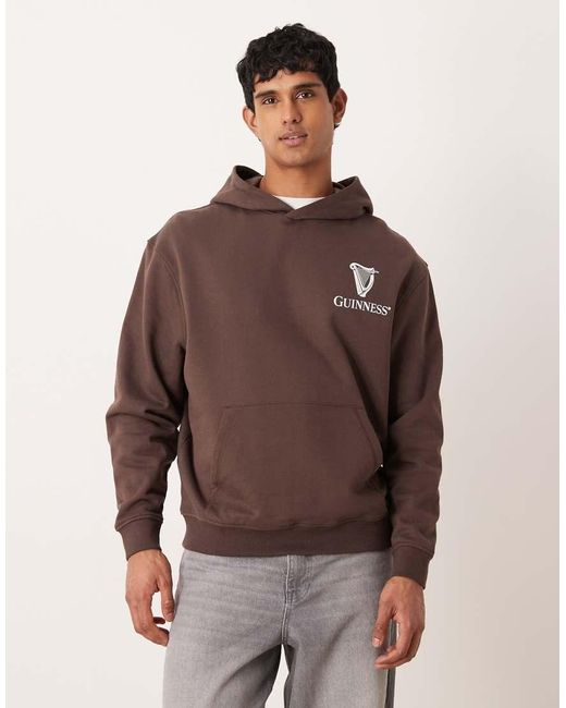 ASOS Brown Unisex Oversized Hoodie With Guinness Print