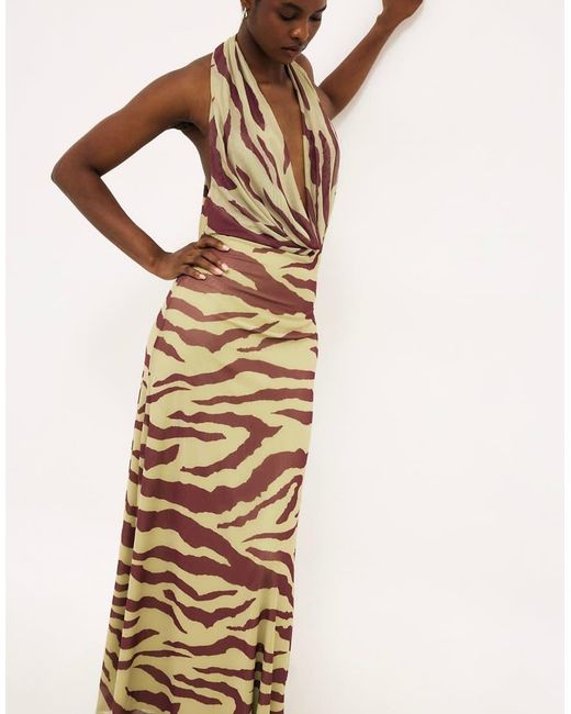 NA-KD Metallic Halterneck Maxi Dress