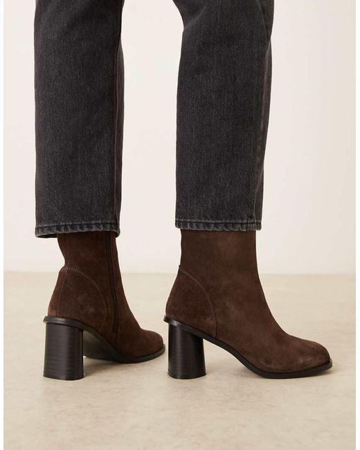 ASOS Brown Rex Suede Round Toe Ankle Boots