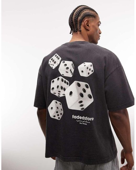 Faded Store Black Logo T-shirt With Rolling Dice Back Print for men