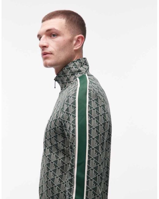 Lacoste Gray Zip Through Monogram Track Jacket for men