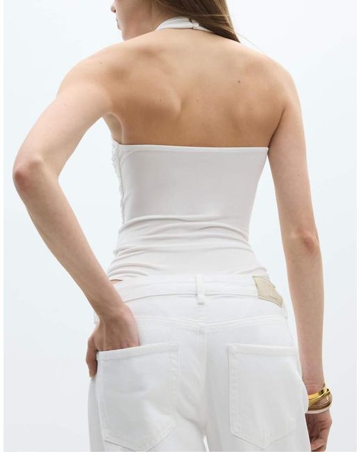 Stradivarius White Halterneck Bodysuit