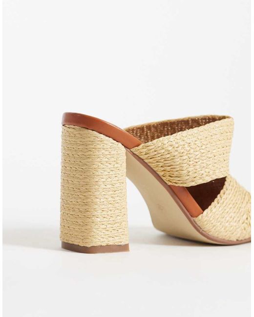 Public Desire Natural Milo Raffia Heeled Mule Sandals