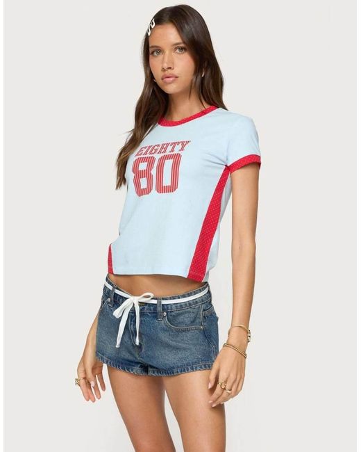 Edikted White Eighty Polka Dot Contrast T Shirt