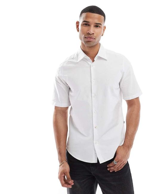 Boss White Rash_2 Short Sleeve Oxford Shirt for men