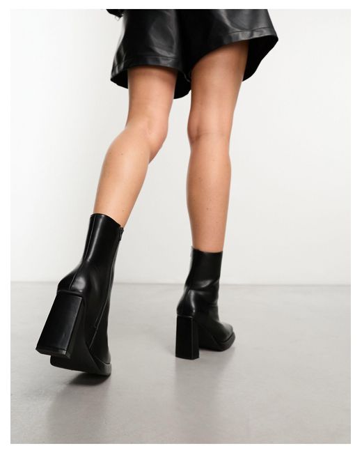 Public Desire Black Patty Heeled Ankle Boots