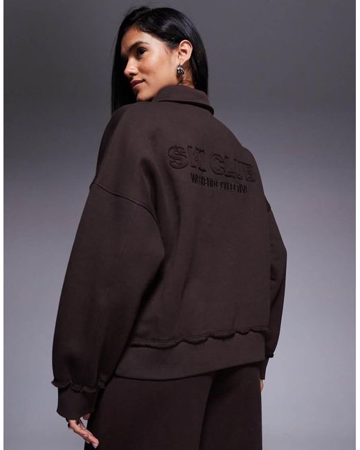 ASOS Gray Weekend Collective Heavyweight Sweatshirt With Ski Club Graphic