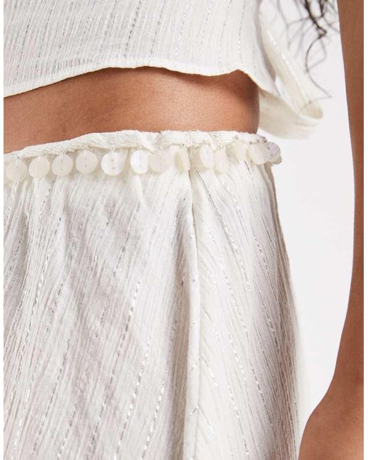 Reclaimed Vintage White Hanky Hem Skirt With Pearl Buttons