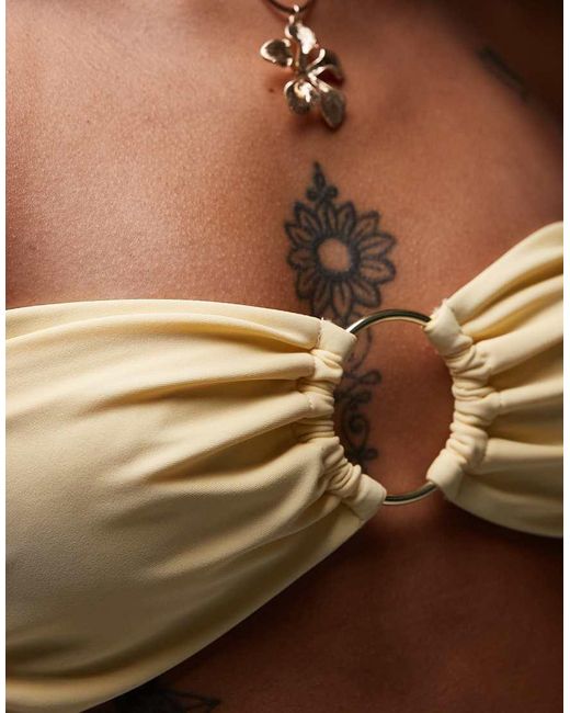 TOPSHOP Gray Thailand Bandeau Bikini Top With Metal Trim