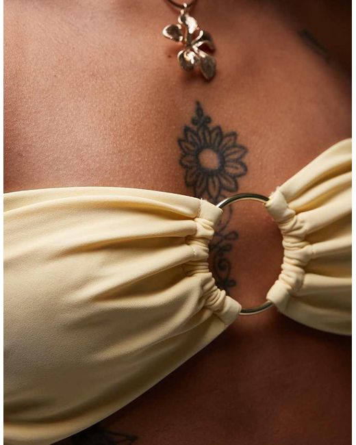 TOPSHOP Gray Thailand Bandeau Bikini Top With Metal Trim