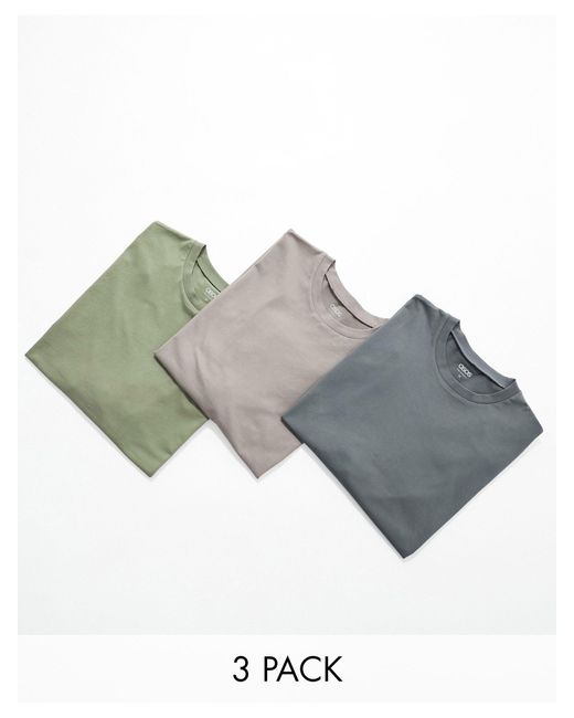 ASOS – 3er-pack oversize-t-shirts in Gray für Herren