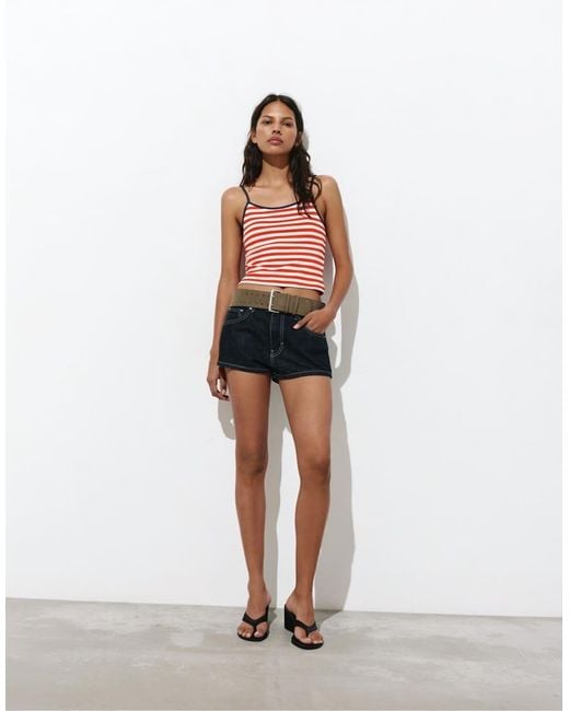 Pull&Bear Red Striped Strappy Top