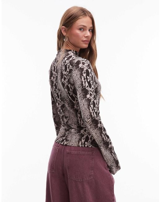 & Other Stories Red Jersey Top Side Ruche With Long Sleeves