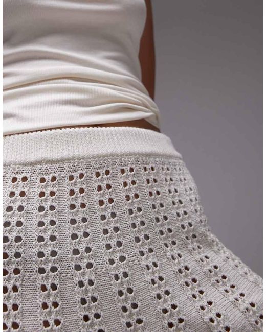 Minifalda Con Vuelo De Punto De -Blanco TOPSHOP de color Gray