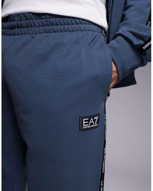 EA7 Blue Armani Cuffed joggers Co-ord With Logo Tape Detail for men