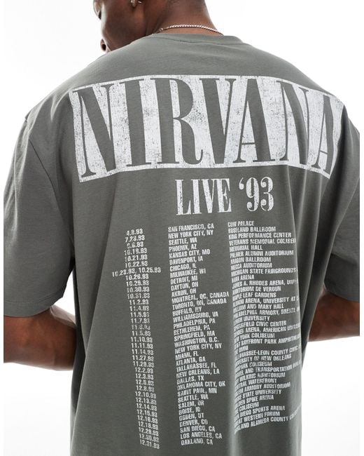 T-shirt unisex oversize grigia con grafiche della band "nirvana" su licenza di ASOS in Blue