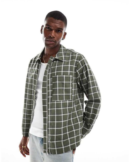 Camicia Squadrata A Quadri di ASOS in Gray da Uomo