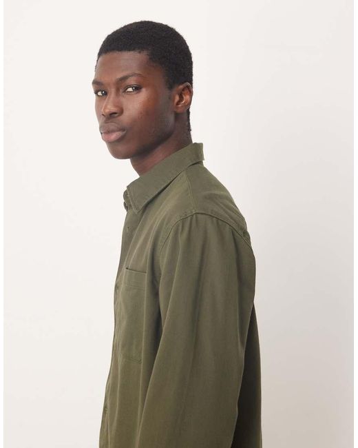 SELECTED Natural 100% Cotton Overshirt With Pockets for men