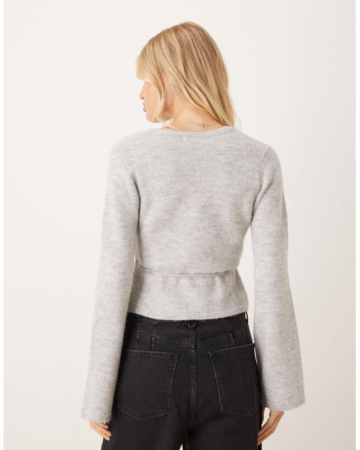 Gina Tricot White Long Sleeve Knitted Wool Alpaca Wrap Cardigan