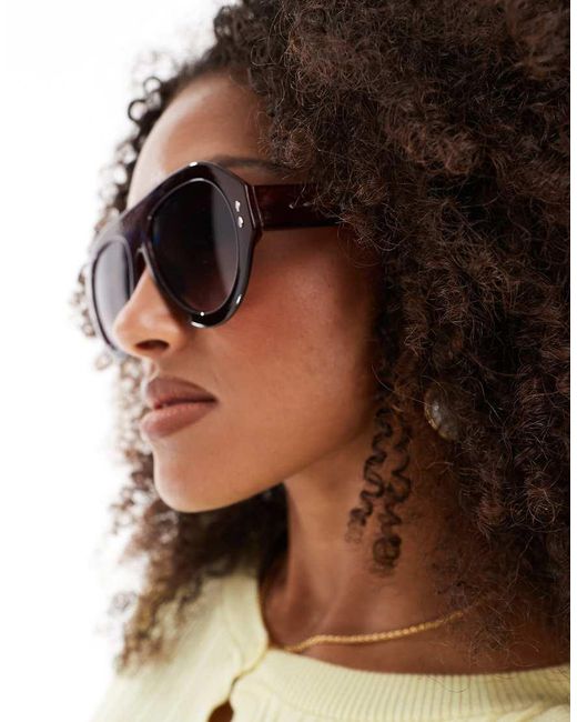 Occhiali Da Sole Aviatore Spessi Bordeaux di ASOS in Brown